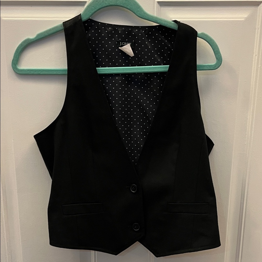 J. Crew Men’s Black Suit Vest with Polka Dot Lining
